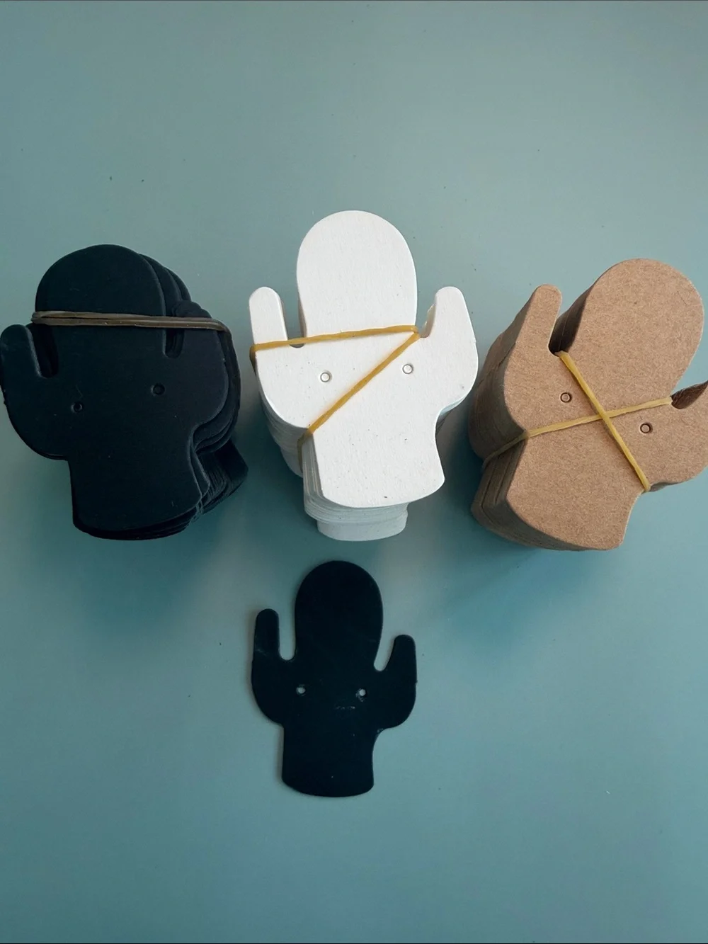 300 Cactus-Shaped Cardboard Craft Cutouts - Black, White, Tan for Earrings